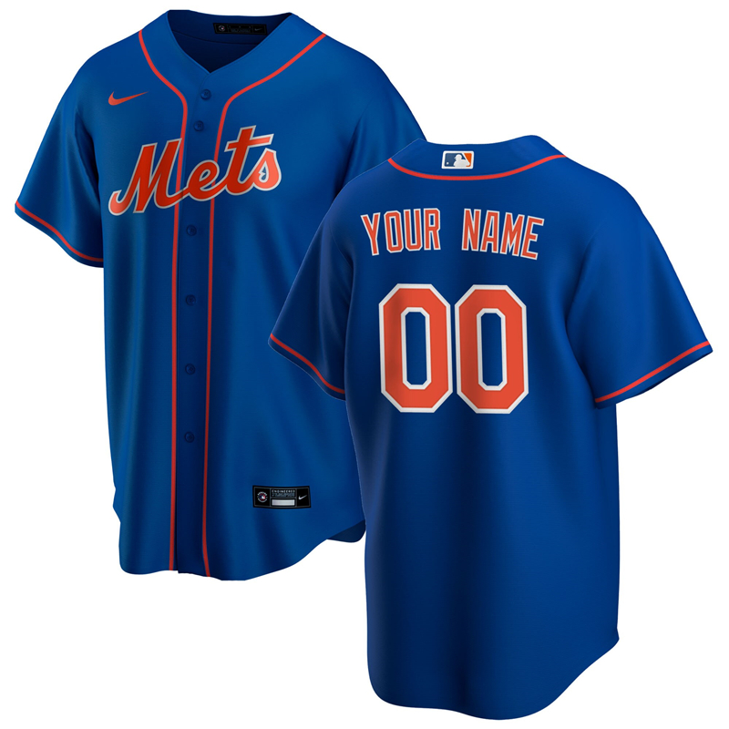 2020 MLB Men New York Mets Nike Royal Alternate 2020 Replica Custom Jersey 1
